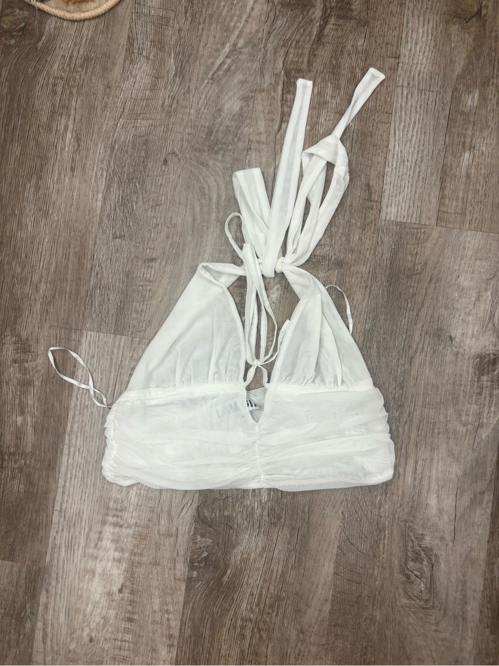 I.AM.GIA White Sheer Halter Bandeau Top